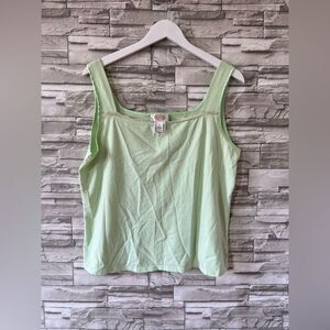 Talbots || Y2K Casual XL Lace Square Neck Tank Top Mint Green